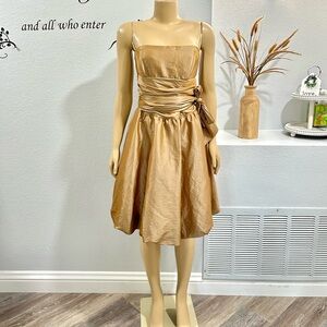 Strapless Gold Juno Dress Size M Medium Fit & Flare Party Dress Collection